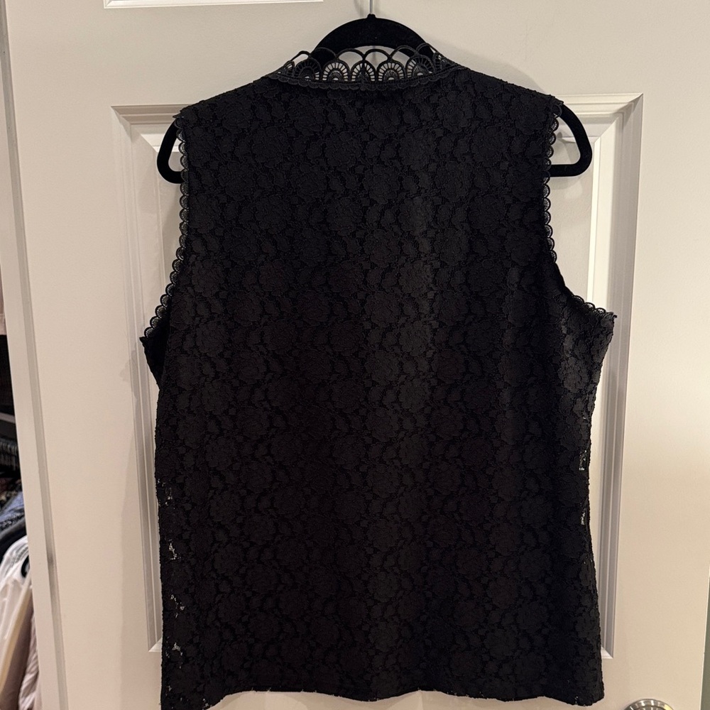 Karl Lagerfeld Black Sleeveless Lace Blouse - Picture 4 of 5